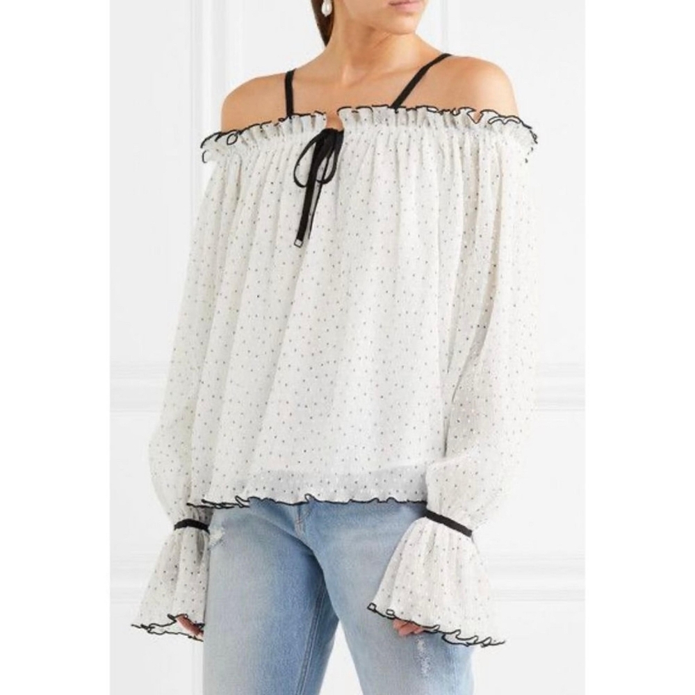 Alice McCall Picture This Blouse Crepe Pleated Cold Off Shoulder Size 4